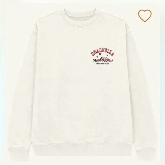 Coachella 2024 Pullover Crewneck Sweatshirt Official Gear Cream Size Medium - Picture 2 of 11